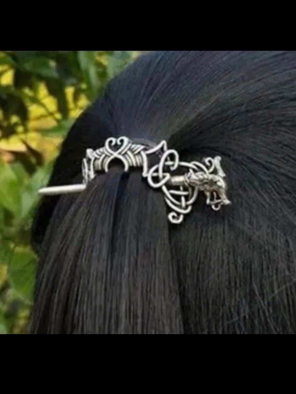 Viking-inspired Dragon Hair Pin Barrette with Celtic Knot Detailing